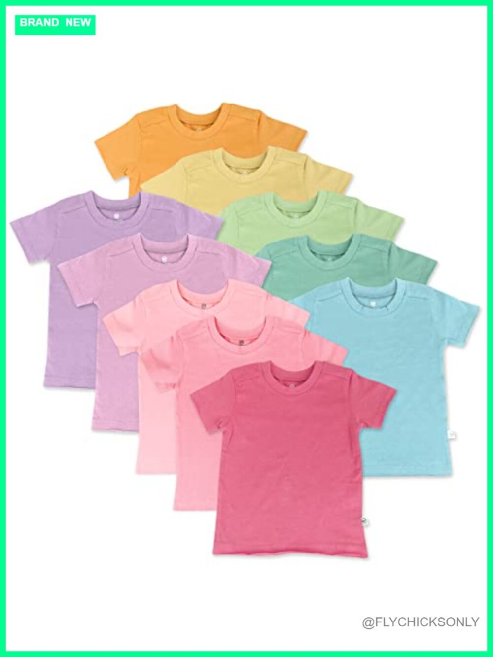 100% Organic Cotton Short Sleeve T-Shirts 10-Pack Kids Toddler